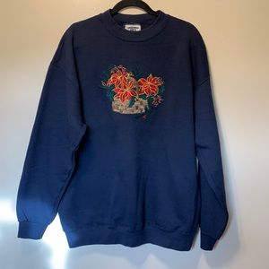 Embroidered poinsettia flowers